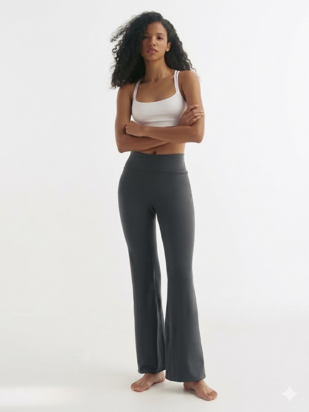 Adanola Yoga Pant Grey Large Athletic Athleisure Sporty Gym Workout Casual